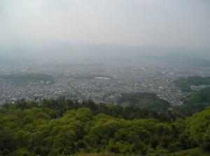 Daimonji Mountain in the distance and the view from the top