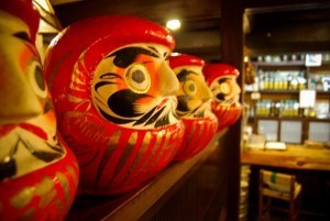 This restaurant buys a new Daruma doll every year and paints in one eye in the hopes that this will bring about a prosperous and good year. Only if it's a good year to they paint in the other eye in thanks.