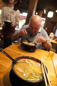 Slurping ramen the Japanese way.