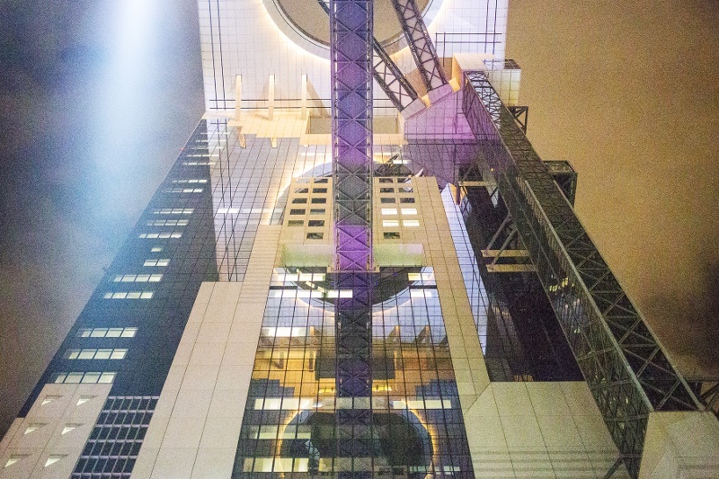 Looking up at the Umeda Sky Building Insidejapan