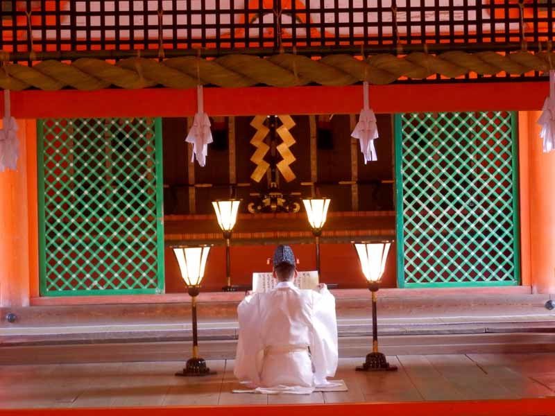 A priest at Itsukushima Shrine