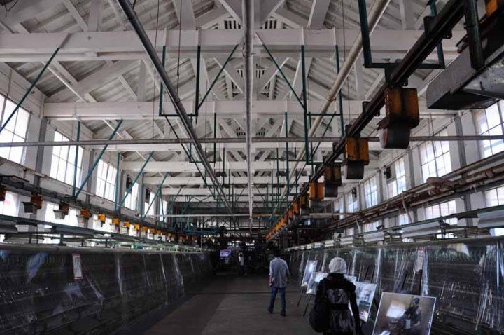 Silk factory on the inside