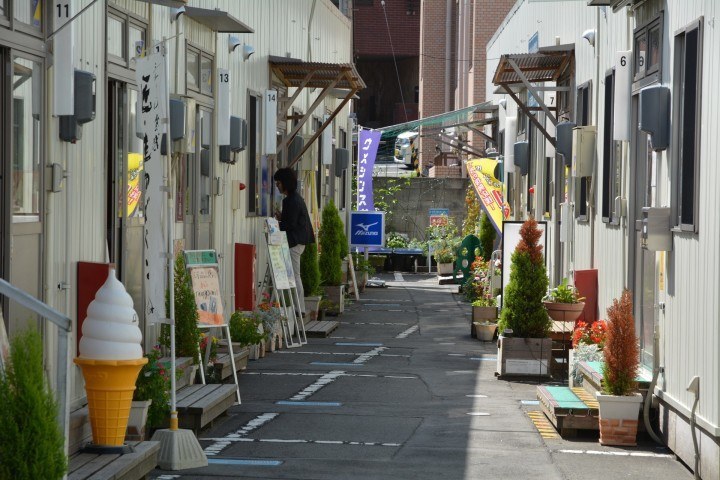 Fureai Shopping Street - all the businesses here occupy temporary units after they were washed away by the tsunami.