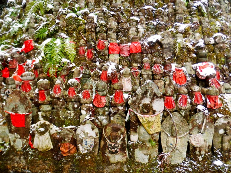 Thousands of small Jizo statues form a pyramid near the heart of Okunoin