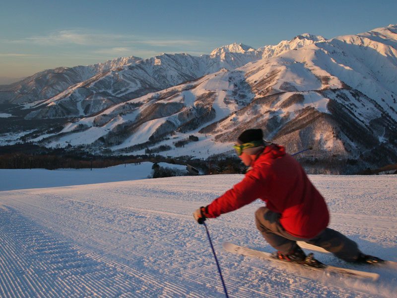 Powder snow skiing