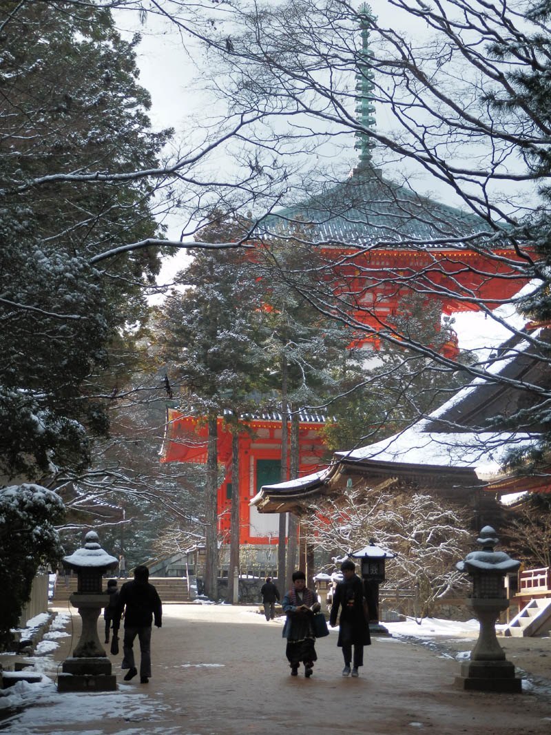 The Konpon Daito Pagoda - especially bright when everything around it is so grey