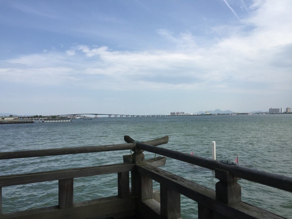 Looking out over Lake Biwa from the Umikido