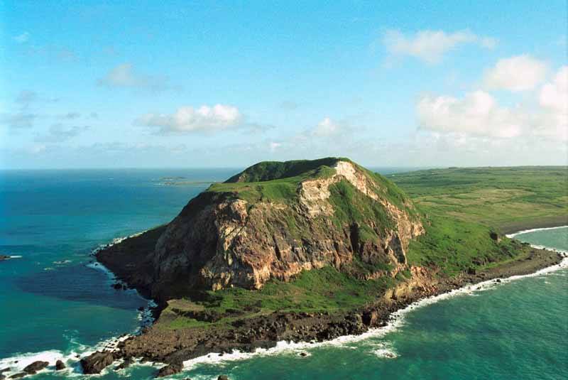Aerial view of Mount Surabuchi on the Island of Iwo Jima - part of the Ogasawara Island chain