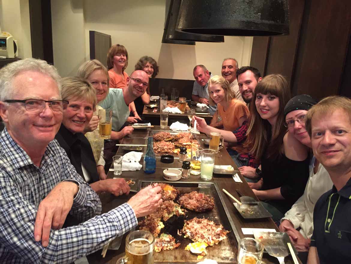 One of Richard's tour groups enjoying dinner at Sanpei