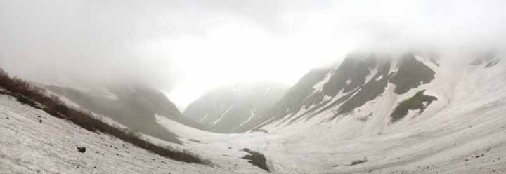 Karesawa Valley snowfield - time for the crampons!