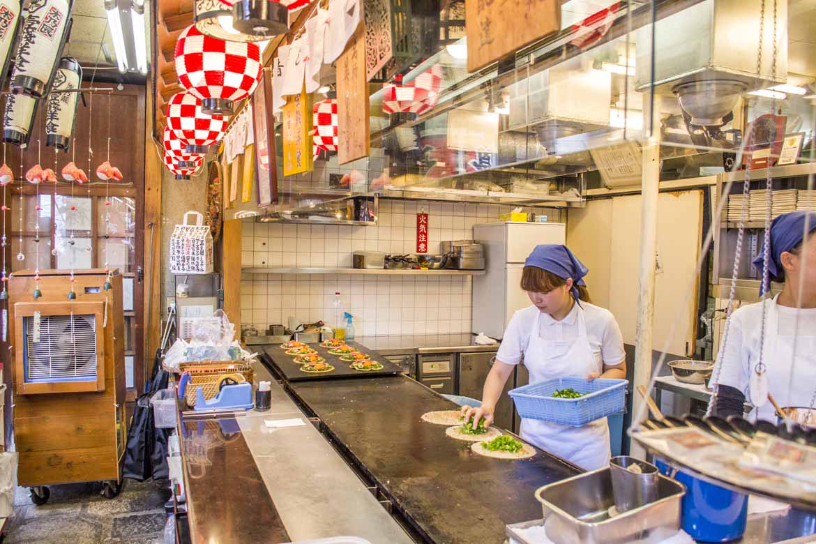 A typical okonomiyaki restaurant