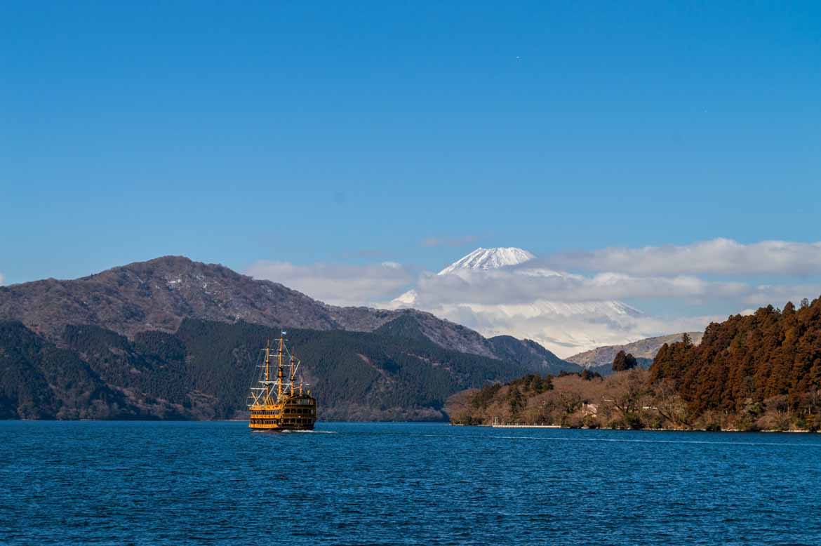 Mount Fuji in all her glory - seen from the shores of Lake Ashi