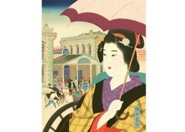 © Uemura Shoen, Woman Waiting for the Moon to Rise, Nihonga Painting, 1944, Adachi Museum of Art Guide to Modern Japanese Art