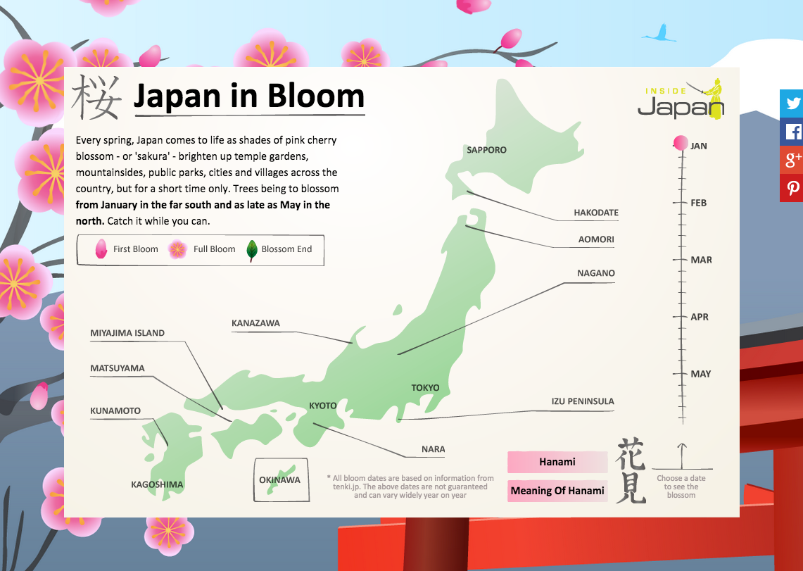 Cherry Blossom Japan Map Gisela Ermengarde