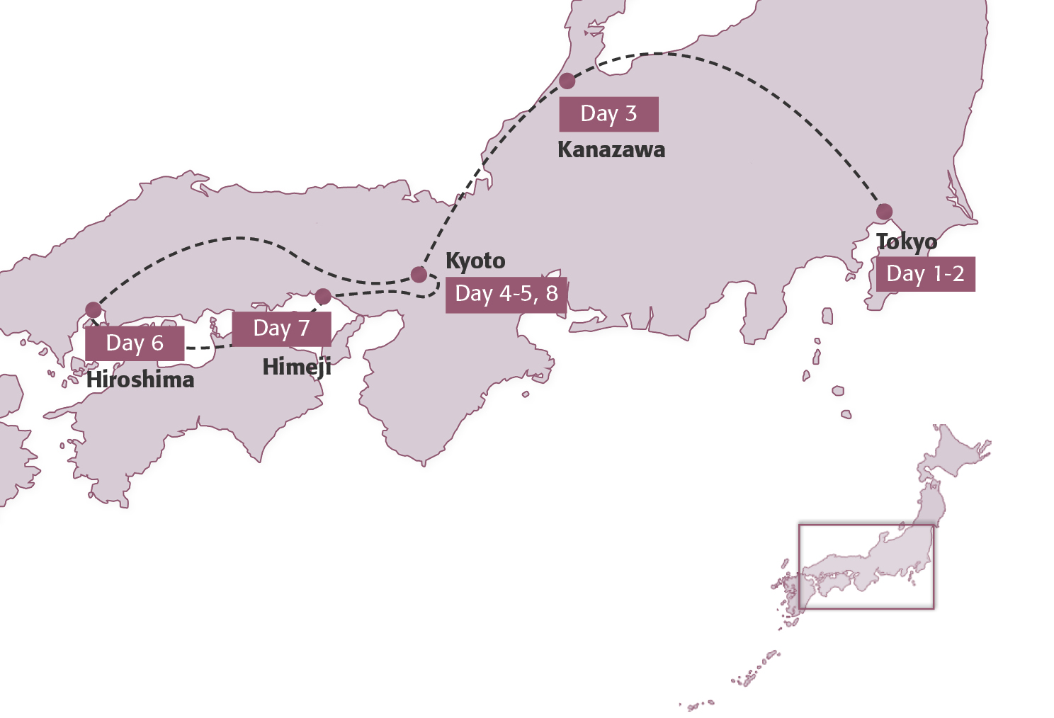 Map for Seven Night Taster