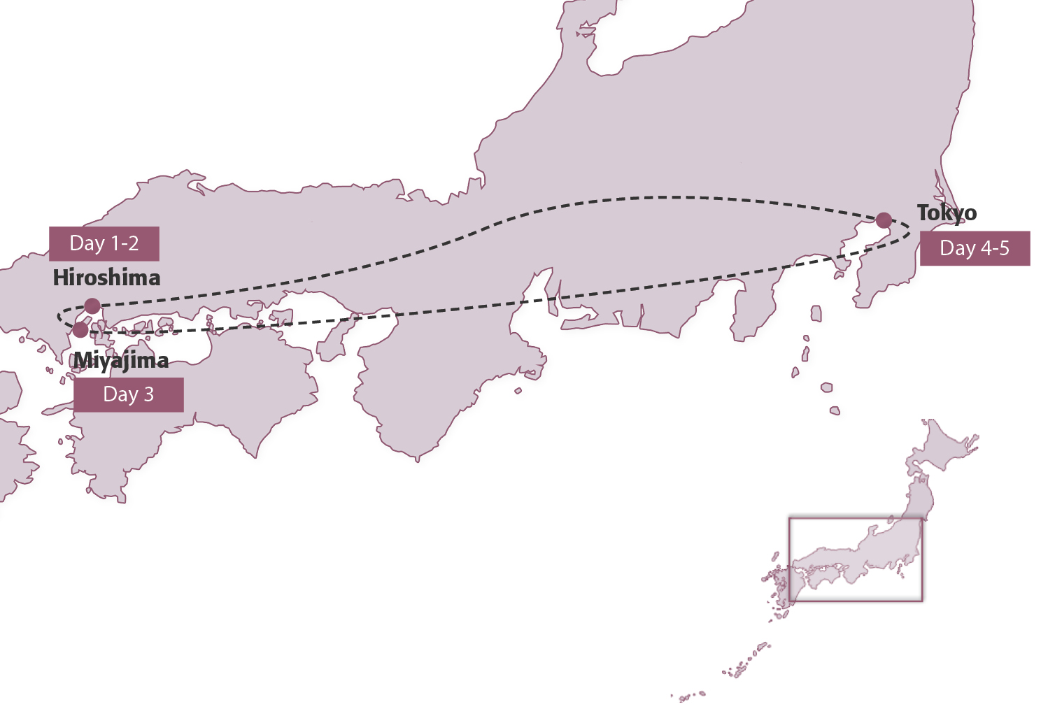 Map for Hiroshima & Miyajima (Group Tour Add-On)