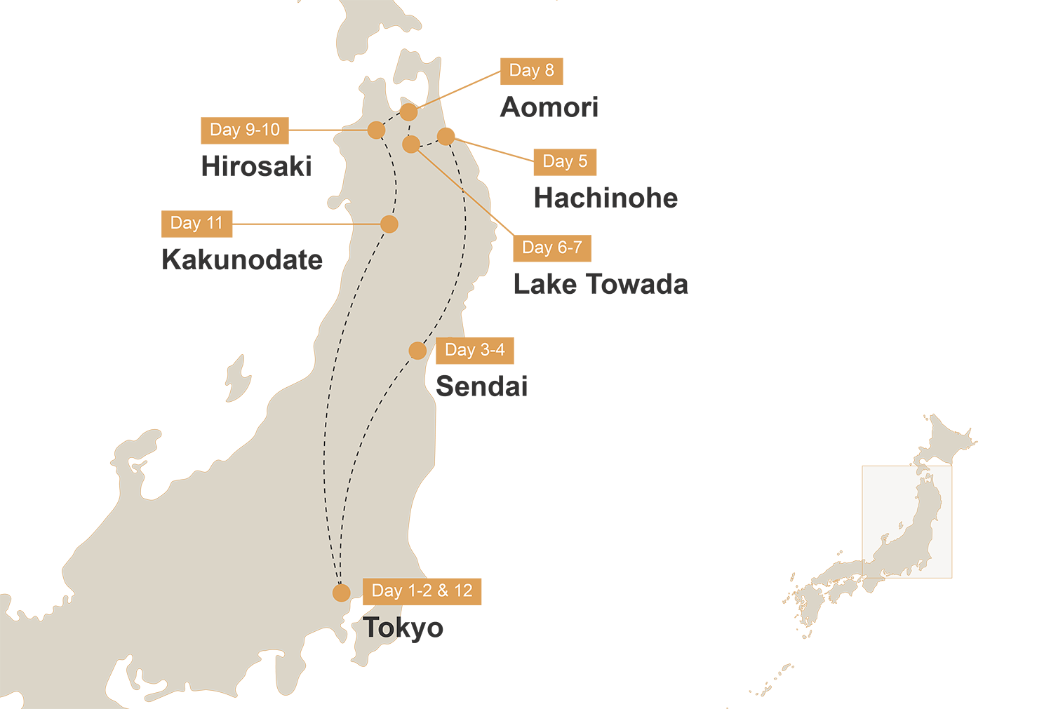 Map for Japan's Undiscovered North