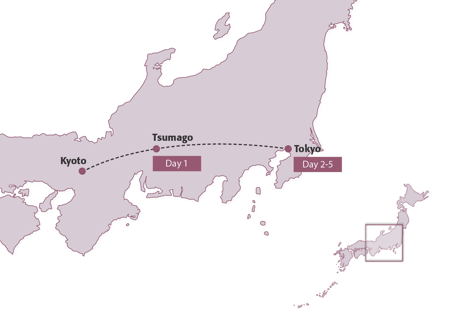 Map for Nakasendo Way (Group Tour Add-On)