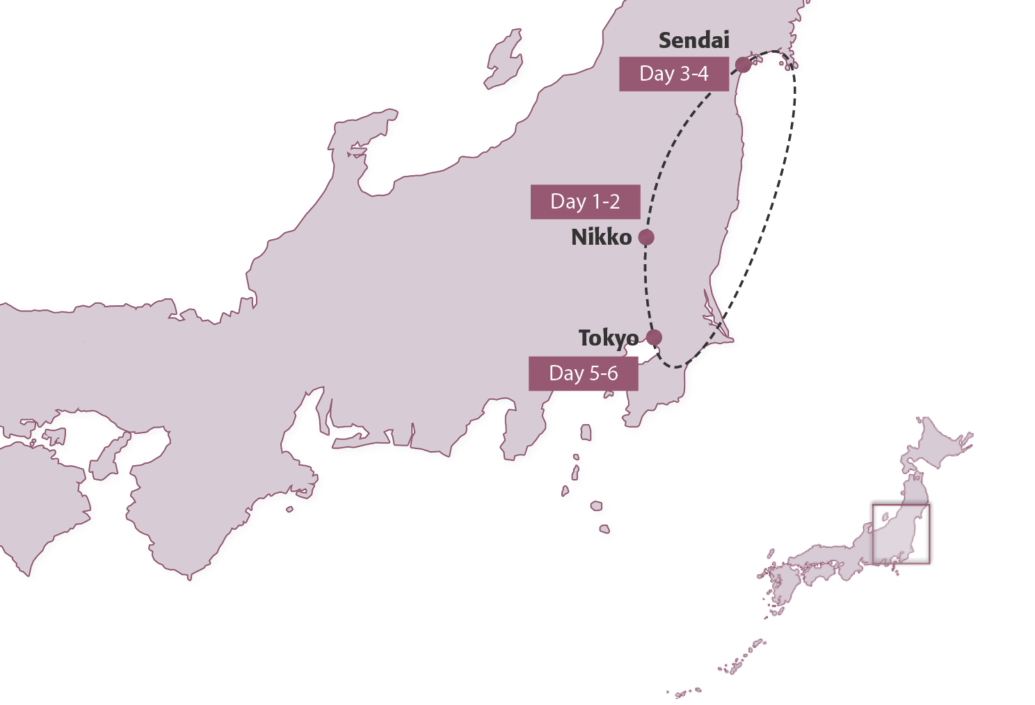 Map for Tohoku (Group Tour Add-On)