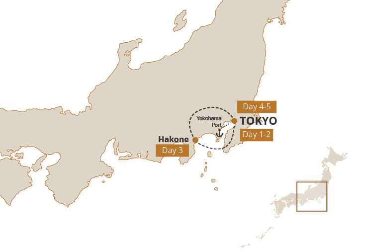 Map for Cruise Add-On: Oceans to Onsen