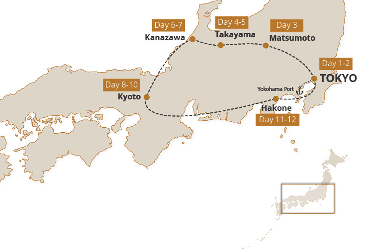 Map for Cruise Add-On: Ports to Peaks