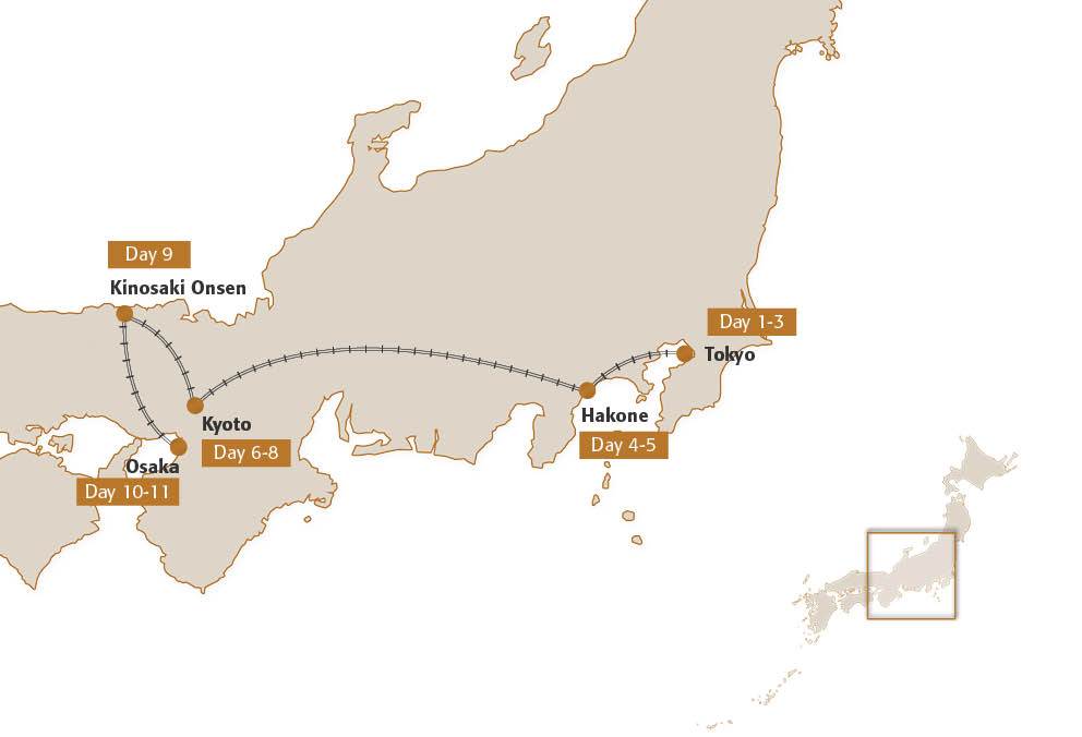 Map for Japanese Hotsprings Honeymoon