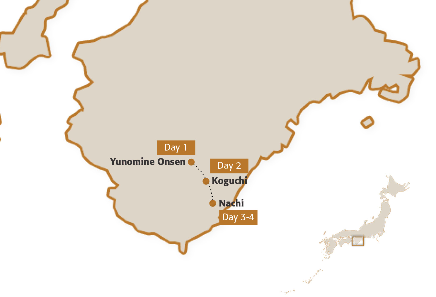 Map for Kumano Kodo Three-Night Module (Advanced Hiking)