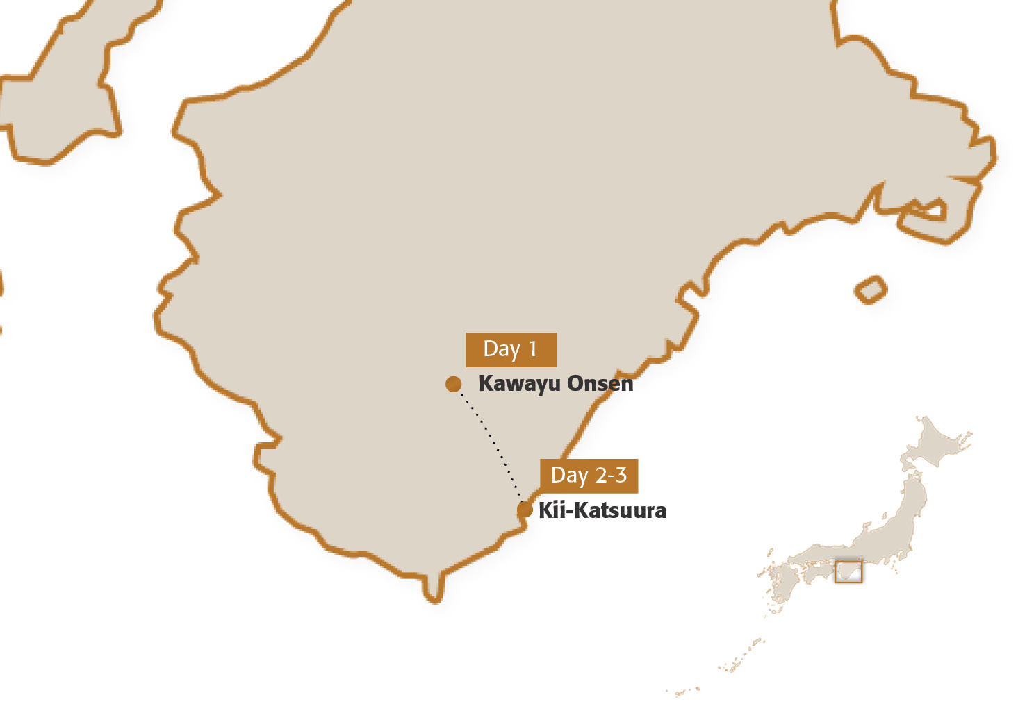 Map for Kumano Kodo Two-Night Module (Gentle Walking)