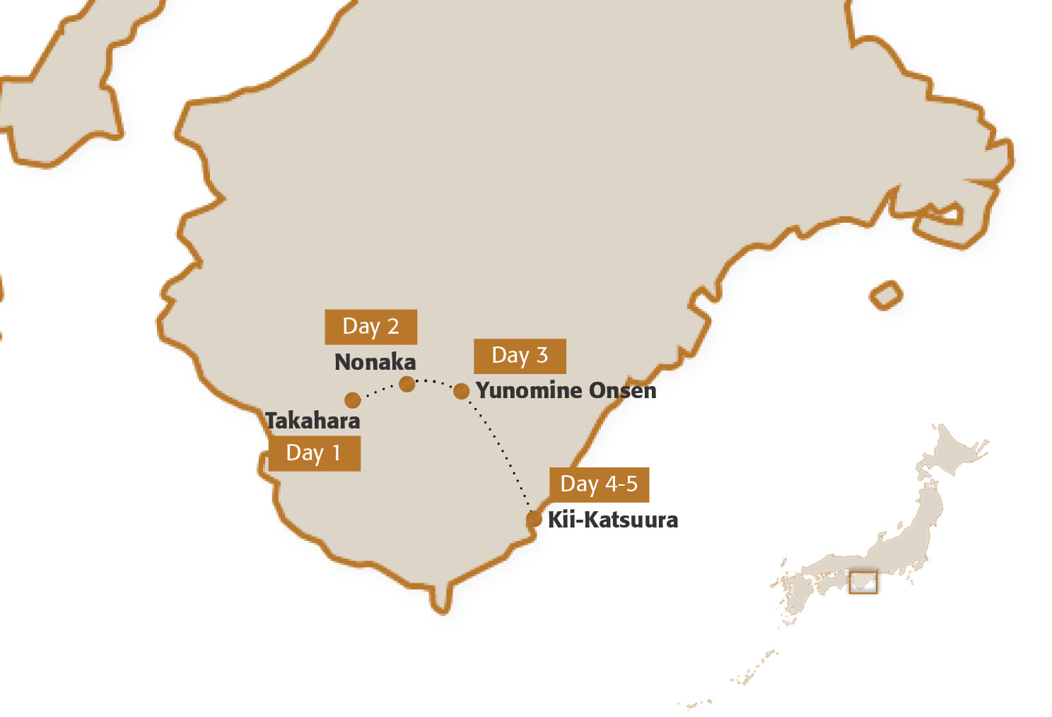 Map for Kumano Kodo Four-Night Module (Intermediate Hiking)