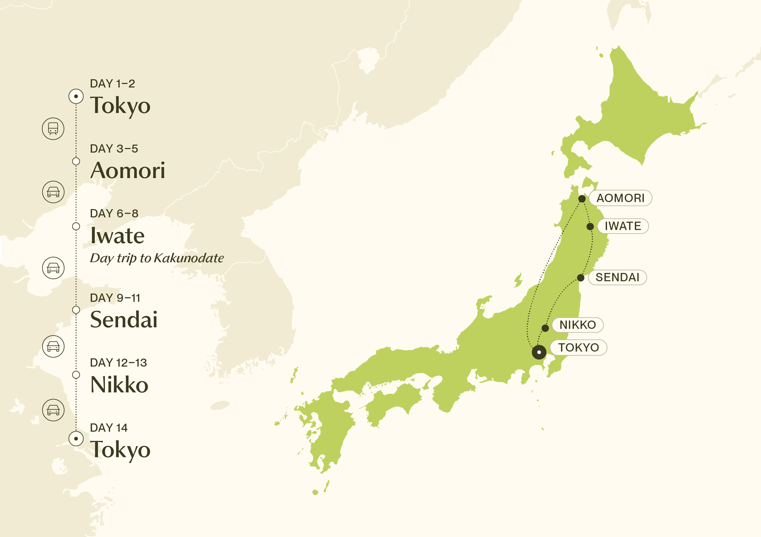 Map for Best of Northern Japan