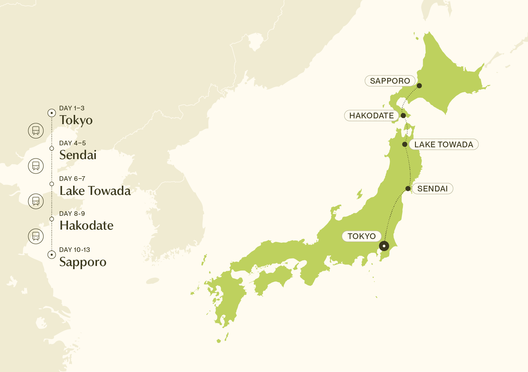 Map for Northern Japan Adventure
