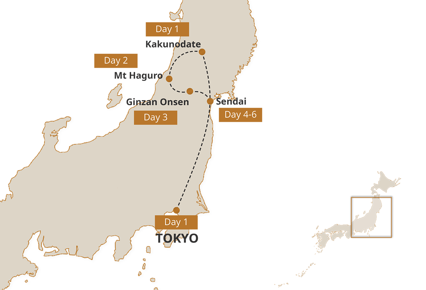 Map for Rural Tohoku Trail