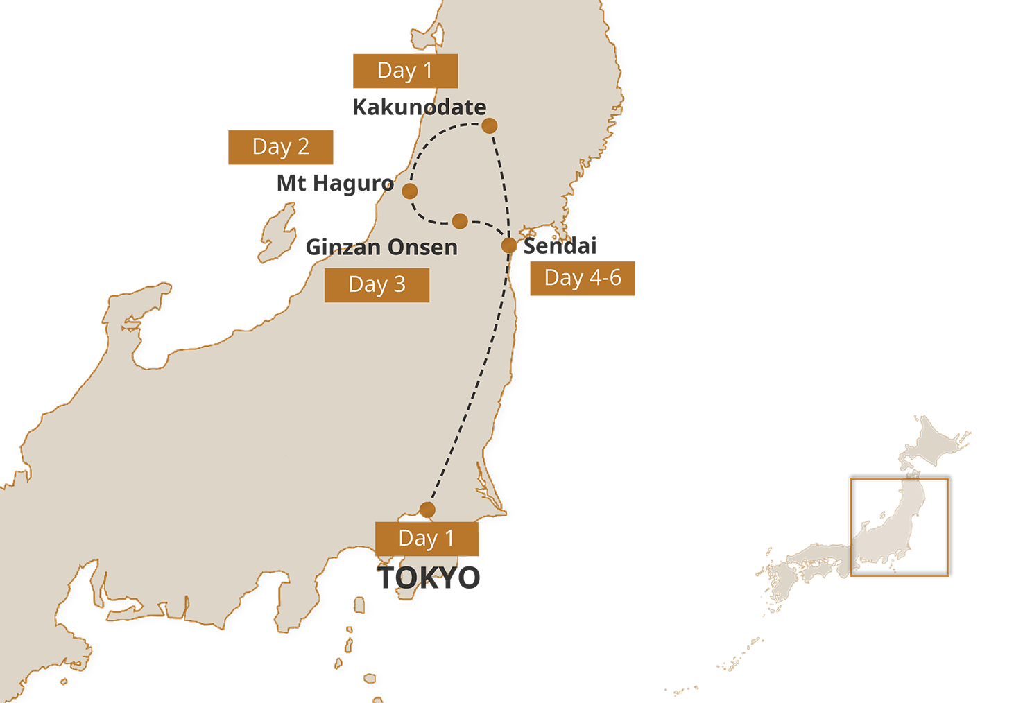 Map for Rural Tohoku Trail