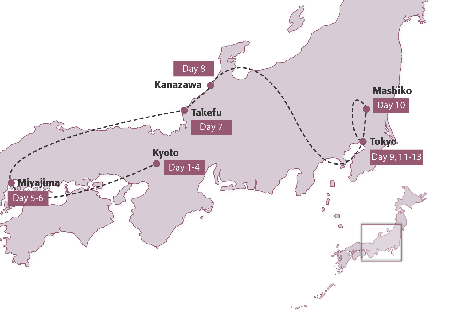 Map for Specialist Group Tour - Pottery & Ceramics