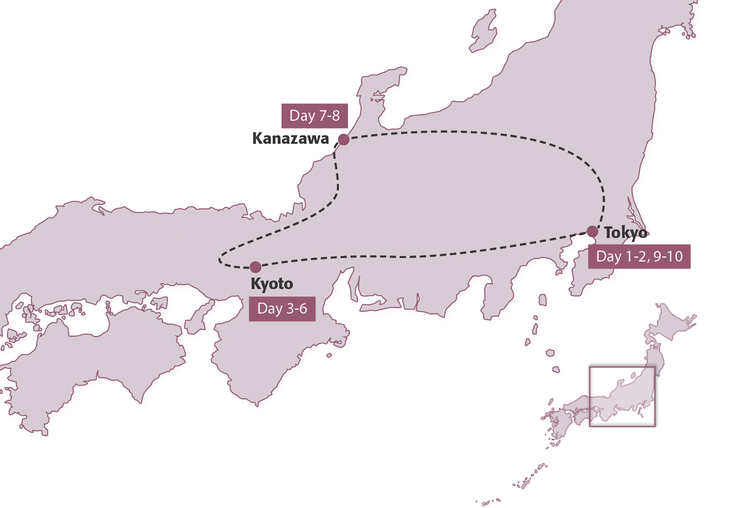 Map for Specialist Group Tour - Textiles Tour