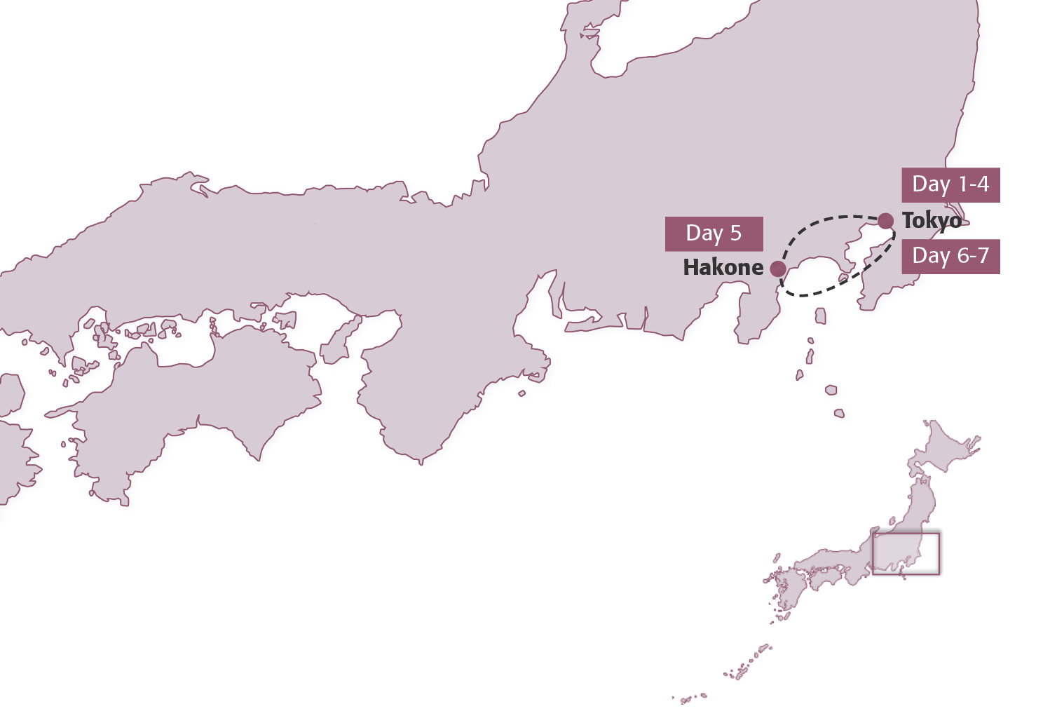 Map for School Tour - Art & Design in Tokyo