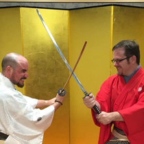 Samurai <i>kenbu</i> sword dancing Image