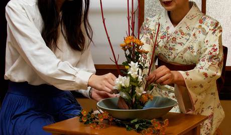 Ikebana flower arranging