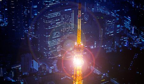 Helicopter cruising in Tokyo